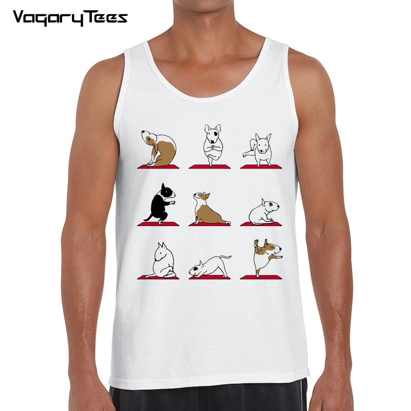 

2019 Summer Men tank top Animal funny design Men vest Bull Terrier exercise Pugs hipster cool male tops