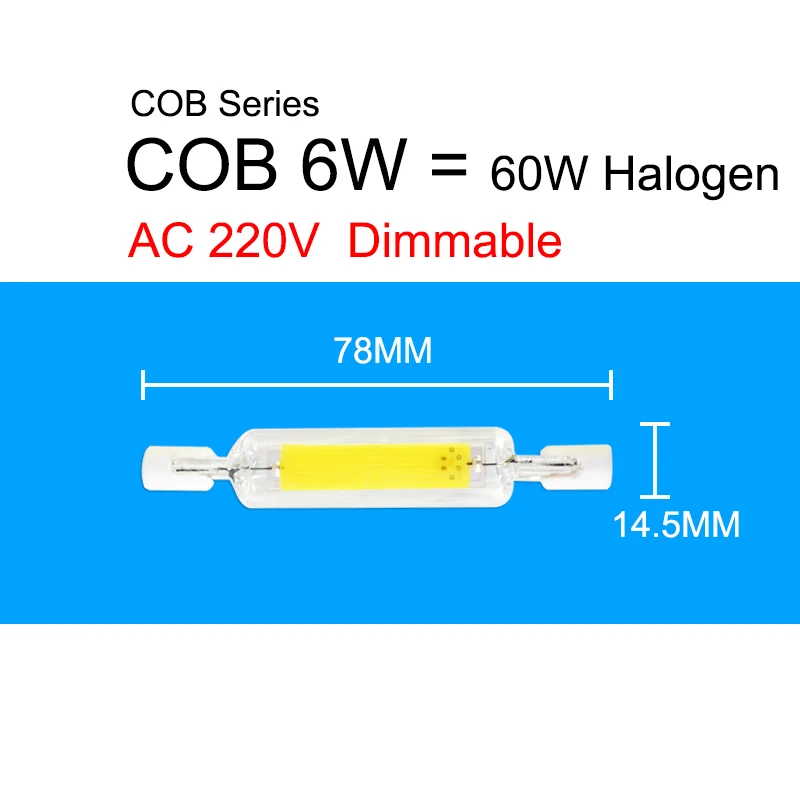 COB 78mm 220V Dim Зеленый глаз R7S J78 J118 J135 Светодиодная лампа с регулируемой яркостью лампа «Кукуруза» 78 мм 118 мм 189 мм заменить галогенные лампы 50 Вт Светодиодный прожектор светильник Точечный светильник AC 110V 220V - Испускаемый цвет: COB 78mm 220V Dim