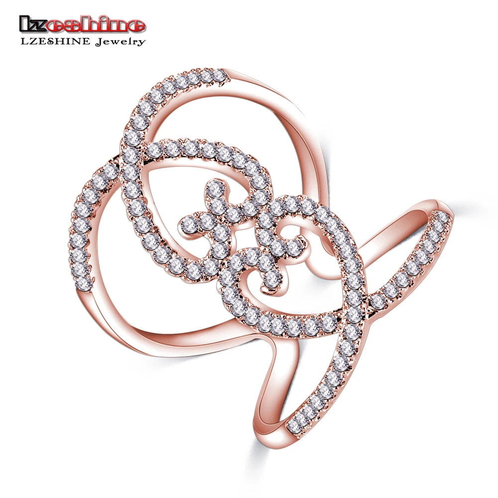 LZESHINE новые кольца цвета розового золота кольцо на палец AAA Украшенные фианитом