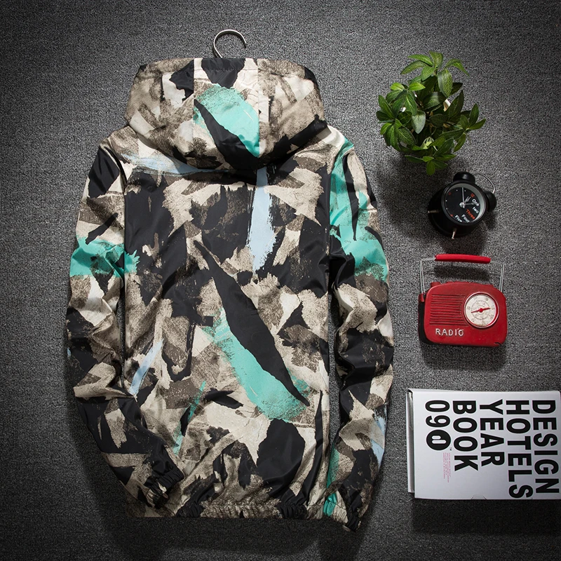Мода 2017 Новый Для мужчин повседневные куртки камуфляж Толстовки куртка