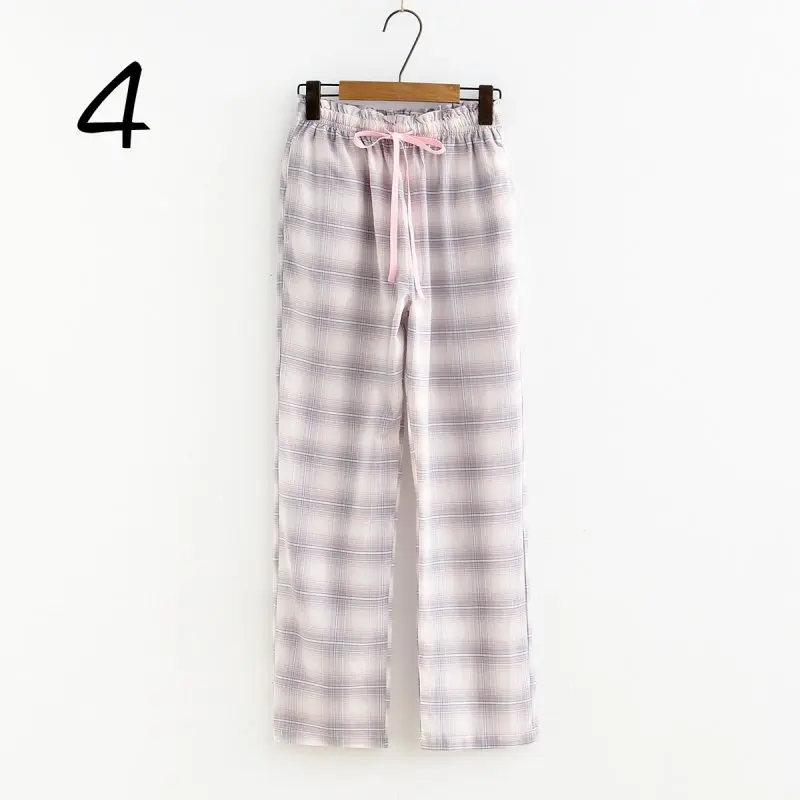 Весна лето женские хлопковые Пижамные штаны свободного размера плюс ночные брюки пижамы женские клетчатые Пижамные штаны