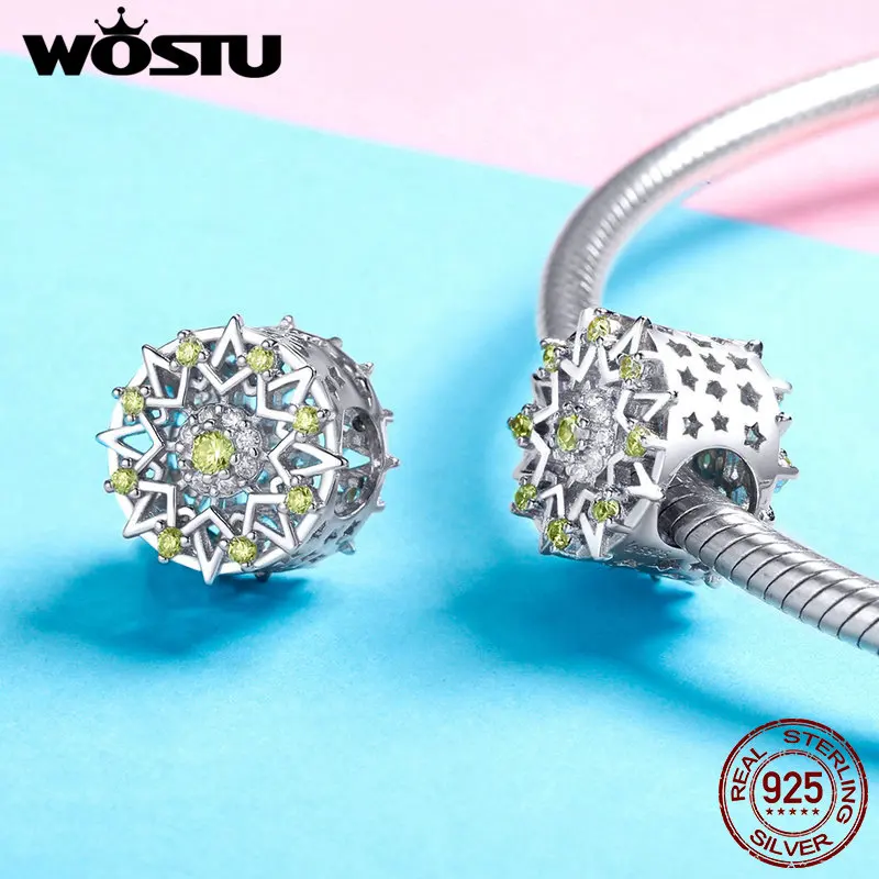 WOSTU подлинный 925 пробы Серебряный Солнечный свет Шарм Желтый CZ Бусины Подходят браслет DIY PenFNnt Роскошные ювелирные изделия изготовление FNC064