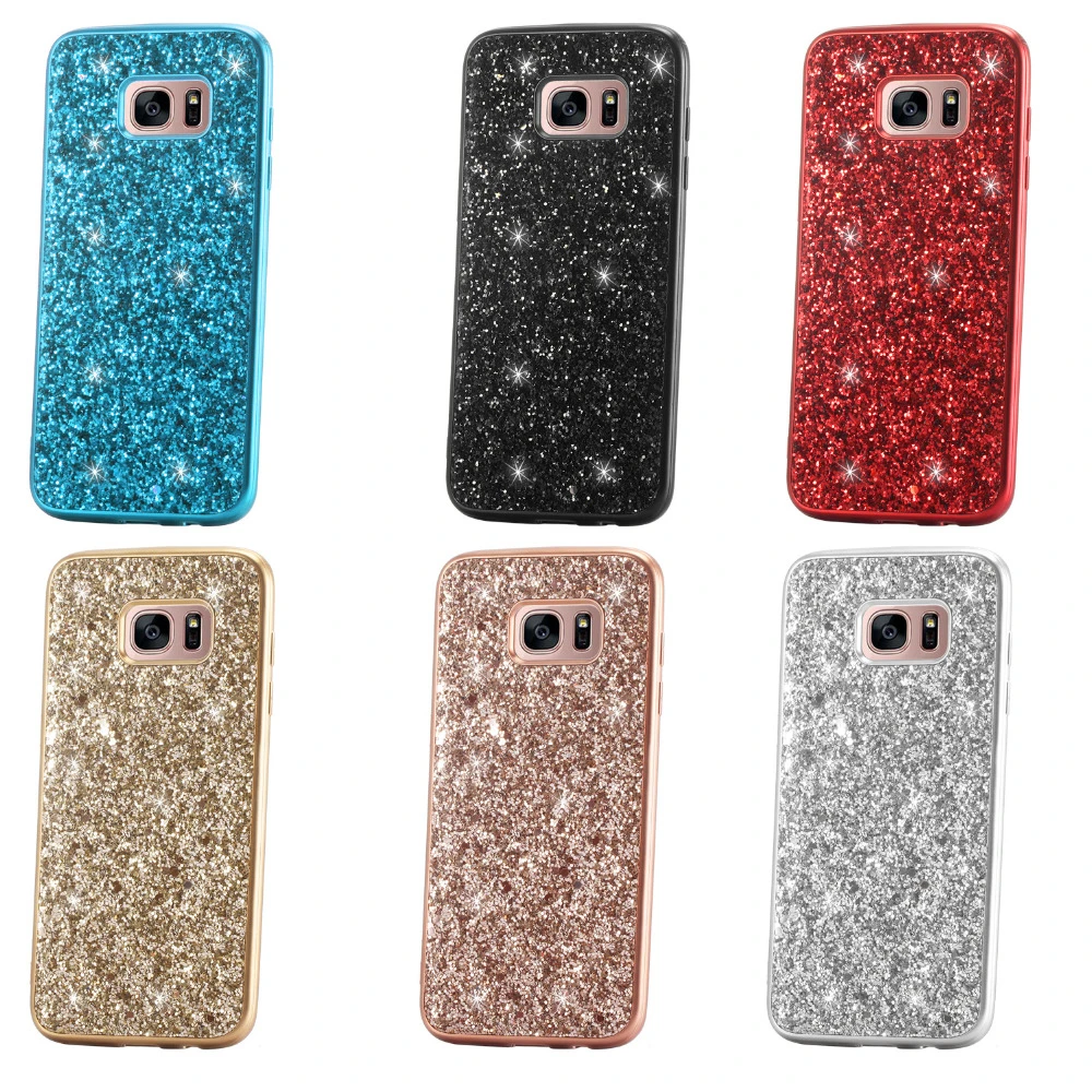 Case for Samsung Galaxy S21 S20 S10 S9 S8 Plus S7 Edge Luxury Crystal Flash Powder PC+TPU Silicone Bling Glitter Phone | Мобильные