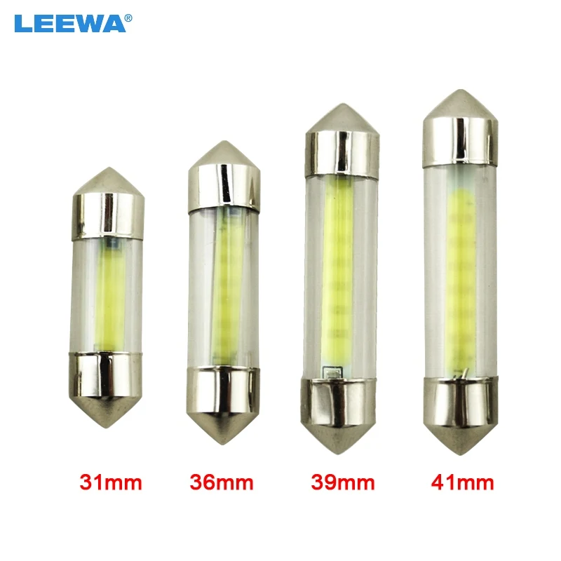 LEEWA 1 шт. белый чехол для салона автомобиля с стеклянными линзами C5W Festoon Dome COB 12