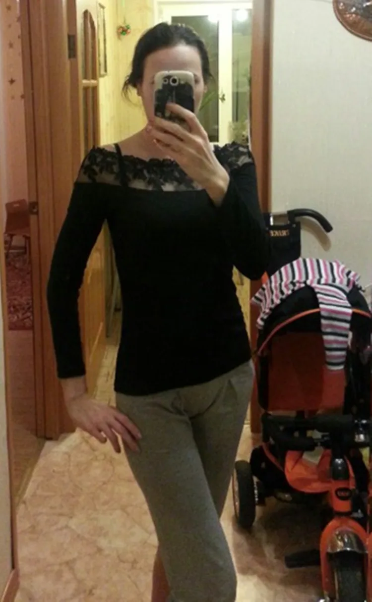 Blusa черно-белые полосатые блузки-рубашки, вязанные женские топы, мода, элегантная кружевная вышивка, длинный рукав, трикотаж для женщин