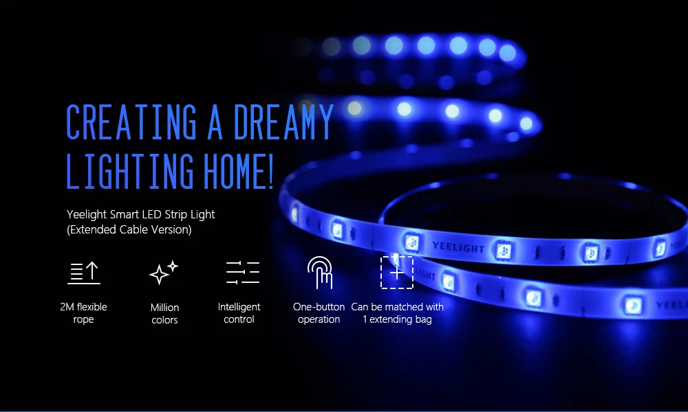 Yeelight 2 м ЕС штекер RGB светодиодный WiFi смарт-лайтстрип для Alexa Google домашний помощник для приложения интеллектуальные сцены