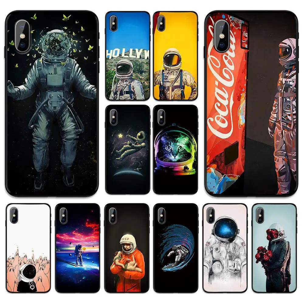 Sky meteorite art астронавт мягкая термополиуретановая крышка-чехол для Apple iPhone 6 6S 7 8 Plus 5