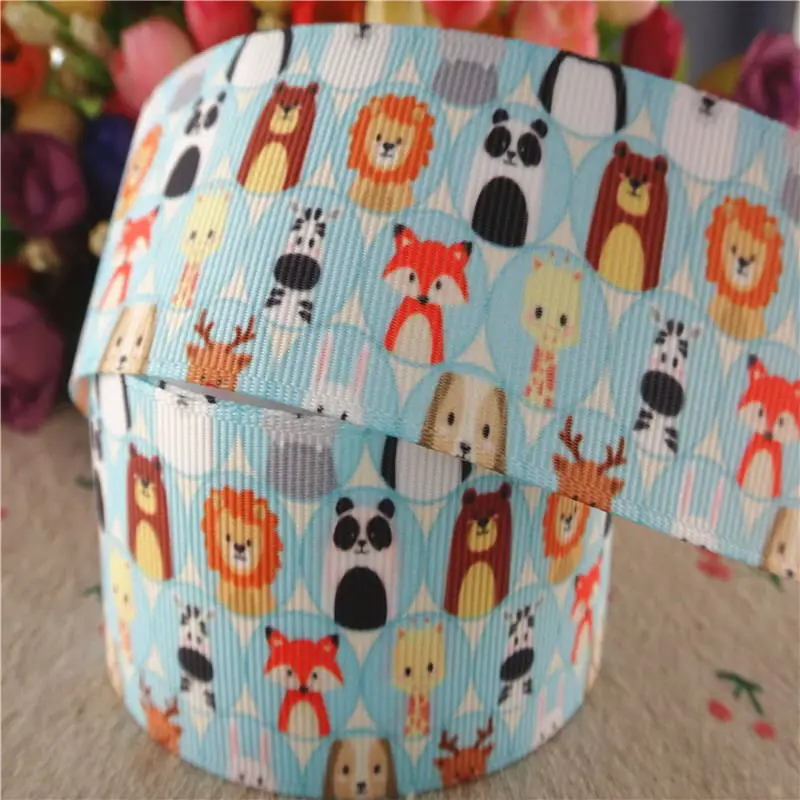 

18102508, 1.5" 38mm 50 yards cute animals printed grosgrain ribbons DIY hair bows handmade materials