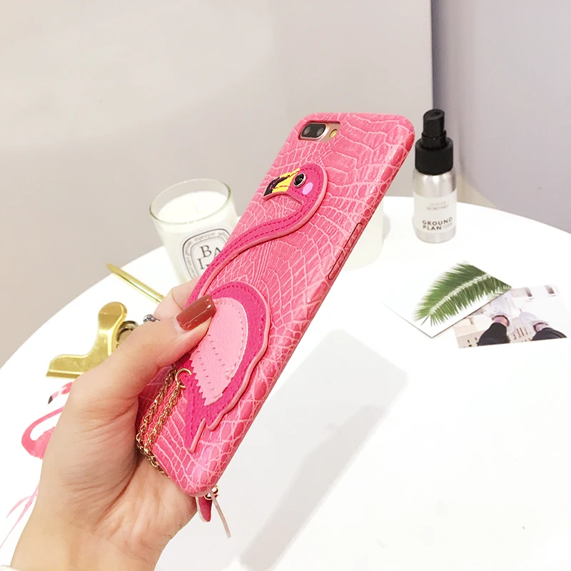 Cute Phone Case For iPhone 7 8 Plus X Cover Flamingo Metallic leather TPU Cases Fashion Back Cc |