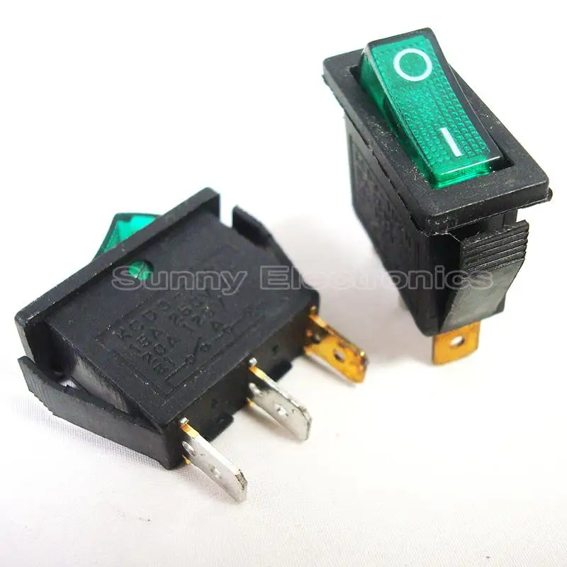 

Free Shipping 100PCS 3Pin ILLUMINATED ROCKER SWITCH GREEN SPST 20A 125VAC