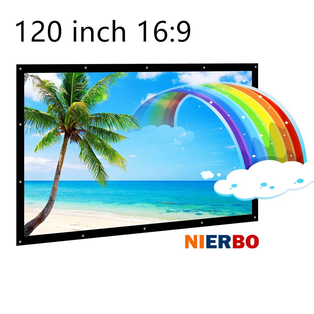 Nierbo 16:9 120 дюймов проектор Экран HD Портативный в сложенном виде фронтальной