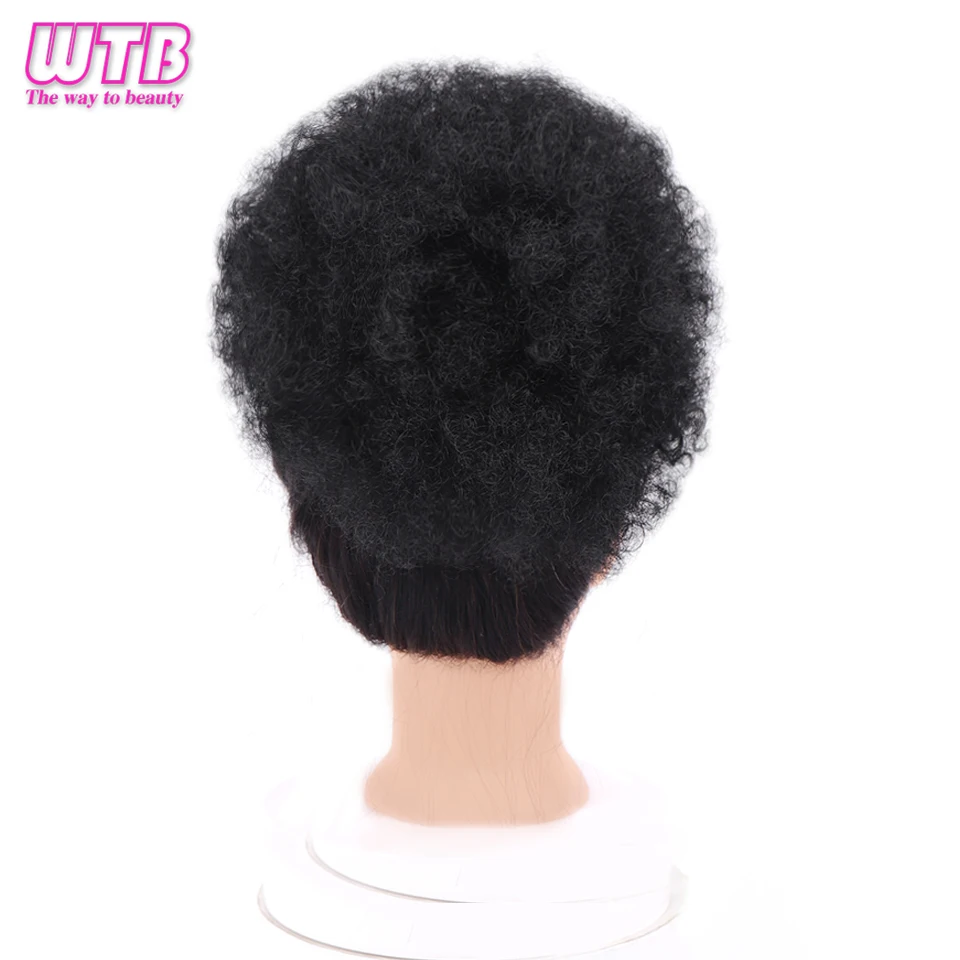 WTB Synthetic Fiber Afro Puff Drawstring Ponytail Short Kinky Curly Hair Bun Chignon Wrap Fake Extensions | Шиньоны и парики