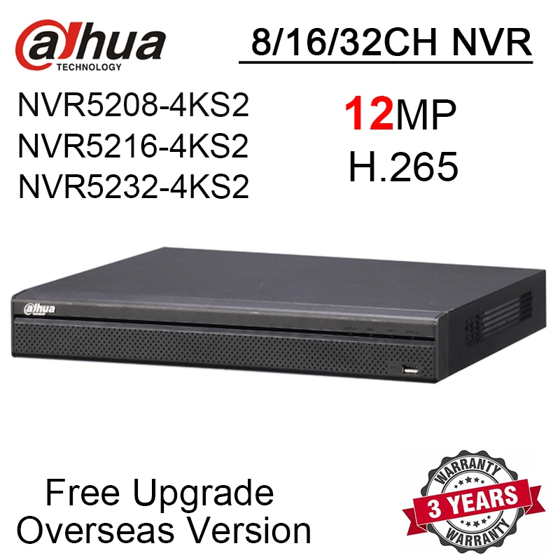 Сетевой видеорегистратор Dahua 8CH 16CH 32CH NVR NVR5208 4KS2 NVR5216 NVR5232 12MP 8/16/32CH 1U 4K H.265 Onvif сети