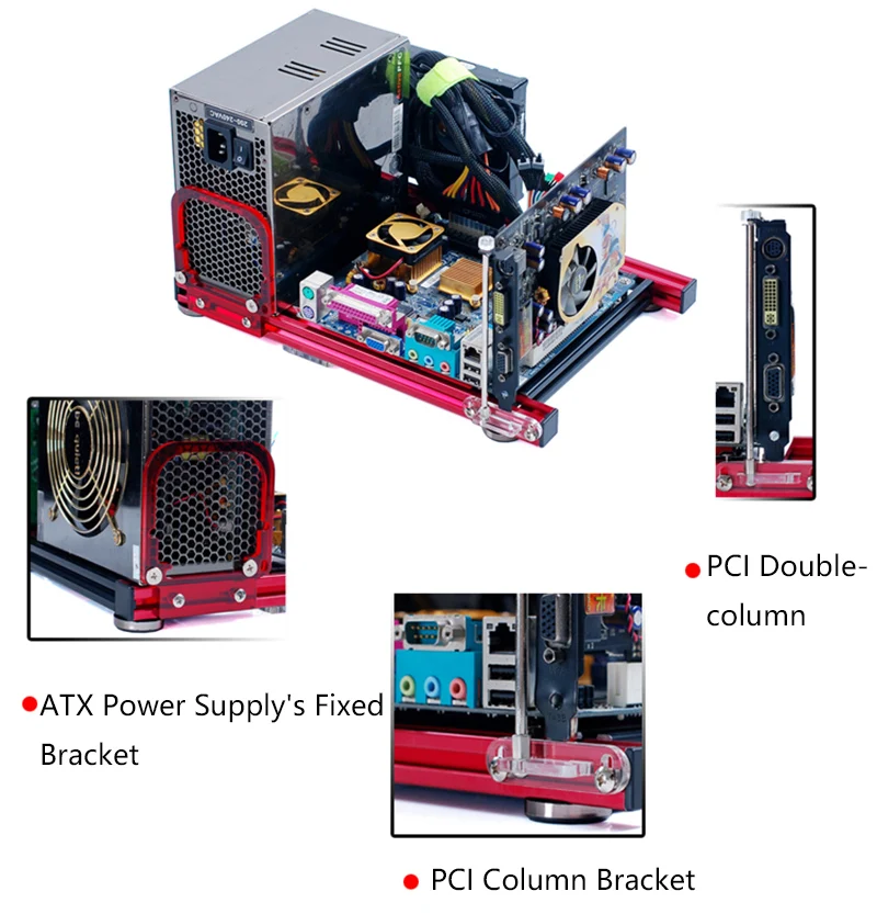 DIY Mini itx/matx/ATX PC Chassis case Aluminum Desktop Open Bare Frame Horizontal Rack game host Box computer mainframe Parts