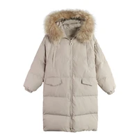 solid color down cotton coat female winter bread loose cotton jacket 2020 korean long casual fur collar hooded outerwear f1365