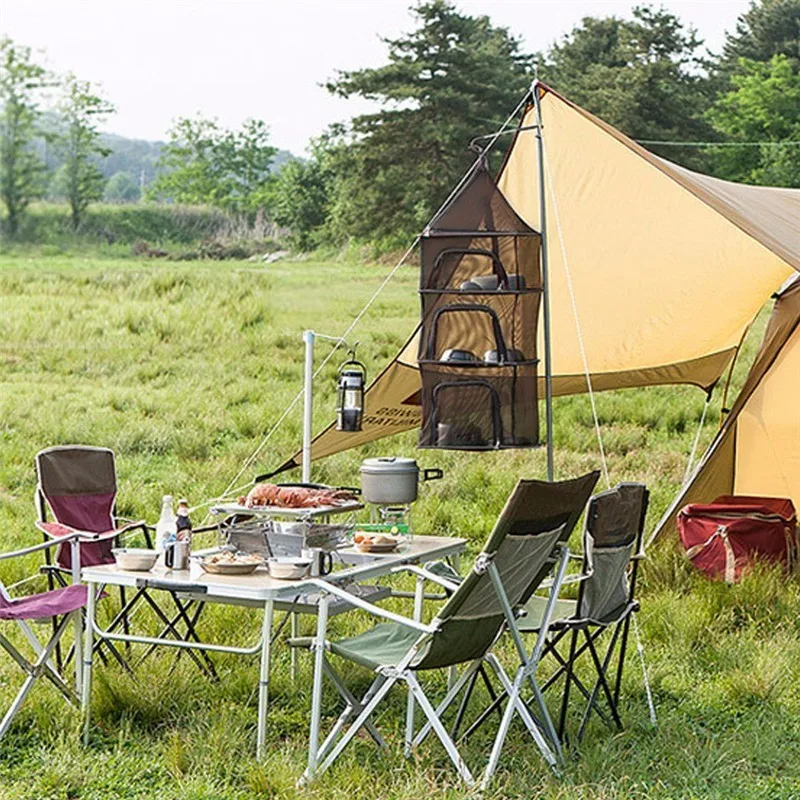 Переносная Складная сухая сеть для кемпинга 4 слоя подвесная сетка еды блюдо