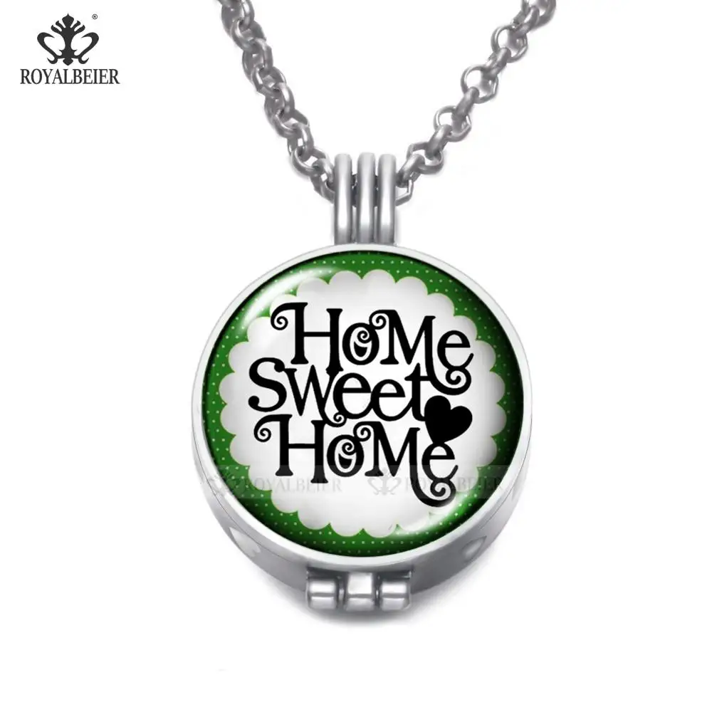 RoyalBeier Hope& Home тема духи Арома эфирное масло диффузии кулон цепочки и ожерелья 25 мм Стекло Шарм цепи 80 см DZ1834 - Окраска металла: DZ1838