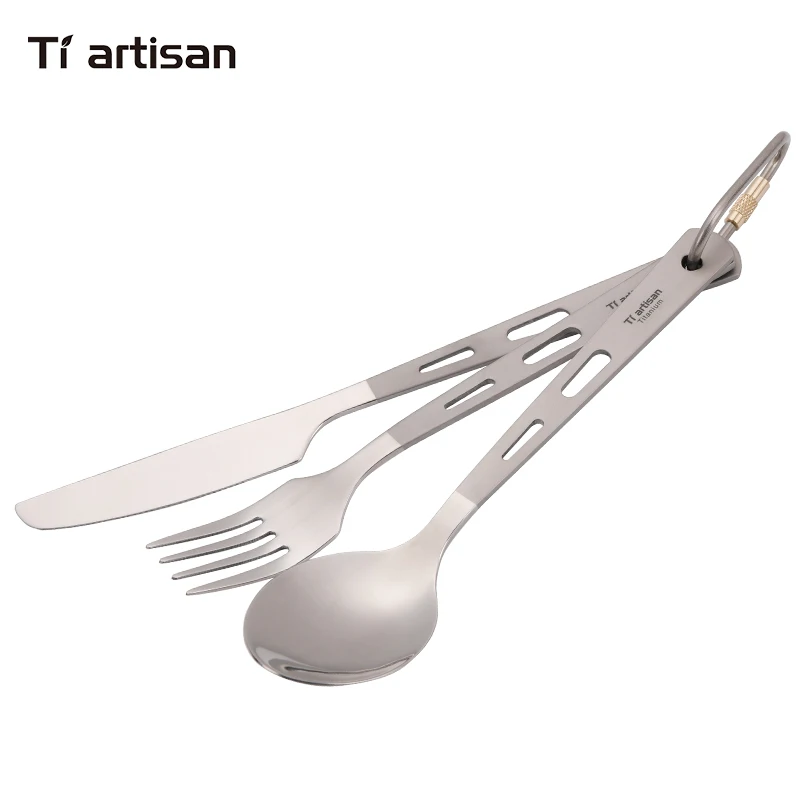 Ta8106P Tiartisan кухонные аксессуары чистые титановые столовые приборы набор ложка Вилка Нож домашний кухонный титановый, ультралегкий столовые приборы набор - Цвет: Ta8106P