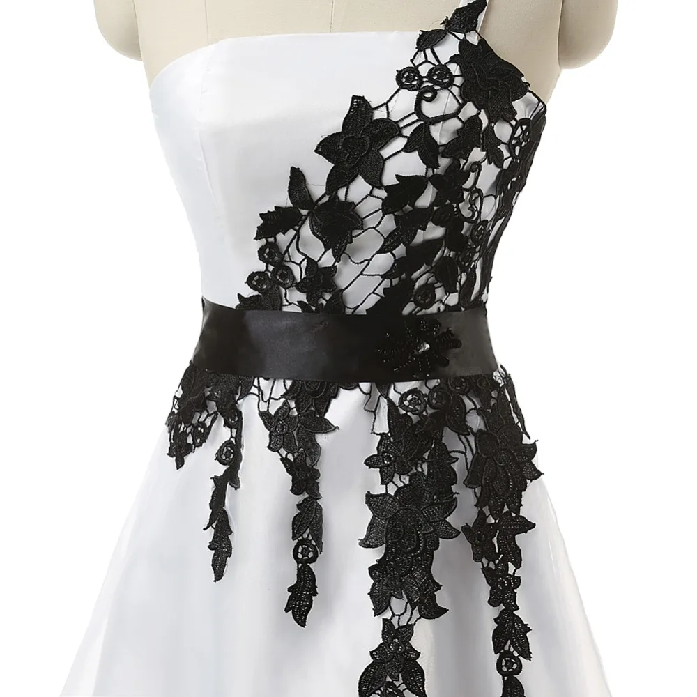 Ruthshen/черно белое короткое платье на одно плечо для выпускного вечера с кружевной