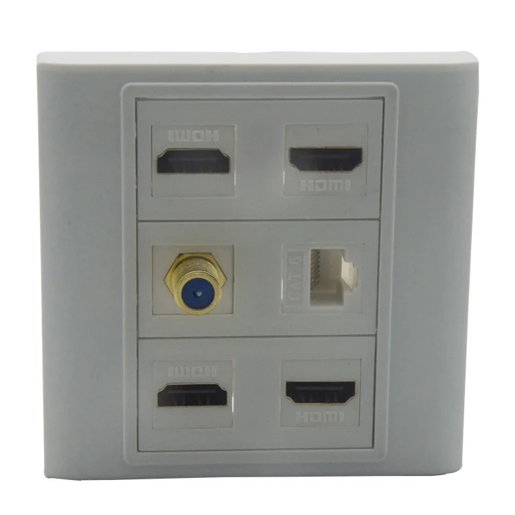 4 X HDMI F Head TV CAT6 RJ45 настенная пластина с задней гнездовой разъемом поддержка