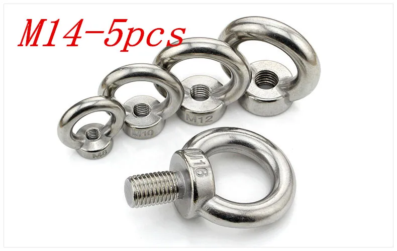 

Metric M14 304 Stainless Steel Lifting Eye Nut Ring Shape Nuts 5Pcs/Lot Free Shipping