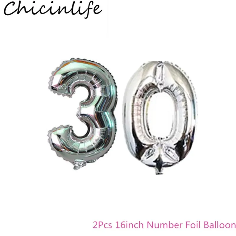 Chicinlife 2 шт 16 дюймовые фольгированные шары с цифрами 30/40/50/60 лет для взрослых дня