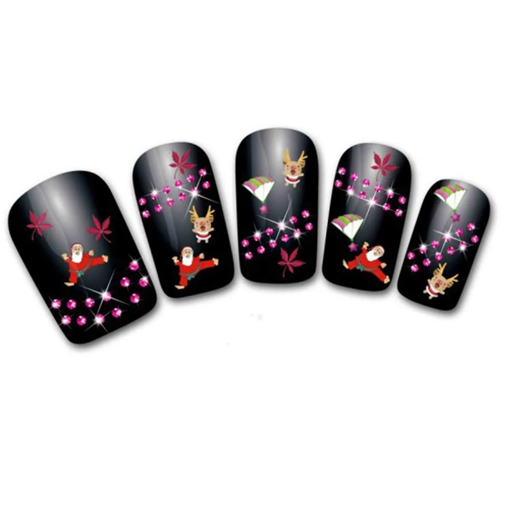 Женские рождественские 3D Ногти переводные наклейки F905|nail water transfer stickers|nail transferwater