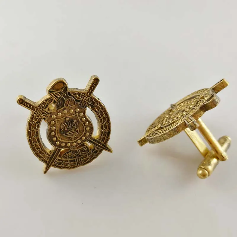 

20pair wholse Omegaa Psi Phi Fraternity letters LOGO plated gold Cufflinks Jewelry