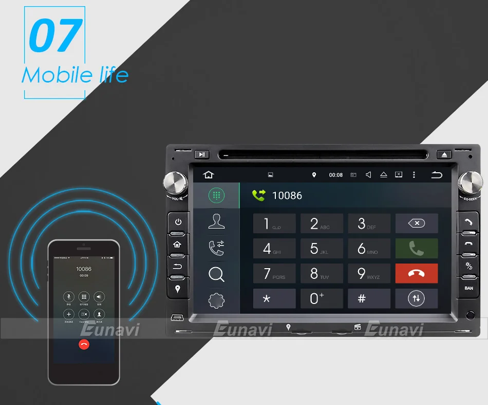 Eunavi 2 Din 7 ''Android 9,0 автомобильный dvd-плеер четырехъядерный gps радио для VW/Volkswagen/PASSAT/B5/MK5/GOLF/POLO/TRANSPORTER стерео BT
