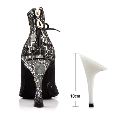 Black 10cm SHOYDANC/Новое поступление, белые/черные кружевные женские туфли для латинских танцев узкие ботинки на высоком каблуке 10 см с регулируемой шириной - Color: Black 10cm