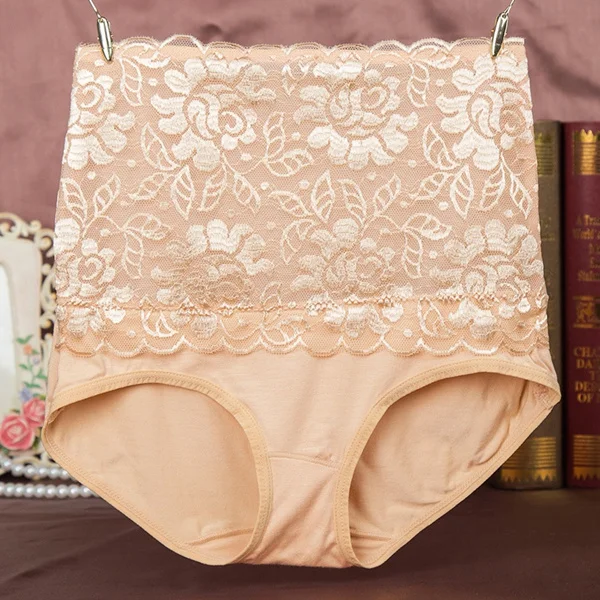 WP01 beige Новинка,, женские кружевные трусики с вышивкой высшего класса, с высокой талией, женское нижнее белье большого размера, сексуальные трусики - Цвет: WP01 beige