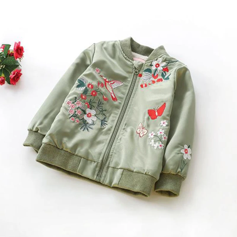 R&ampZ Baby Girls Coat 2019 Winter Flower Printing Embroidery Chinese Style Zipper Thickened Cotton Long Sleeve Jacket for Kids | Детская