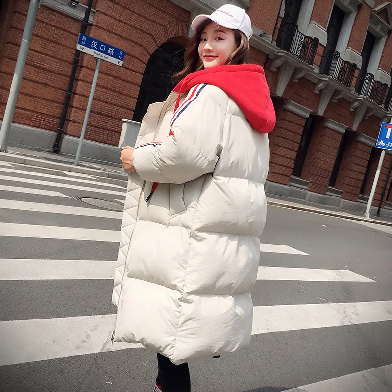 Oversize зимняя куртка женская парка теплые куртки толстовки пальто в полоску
