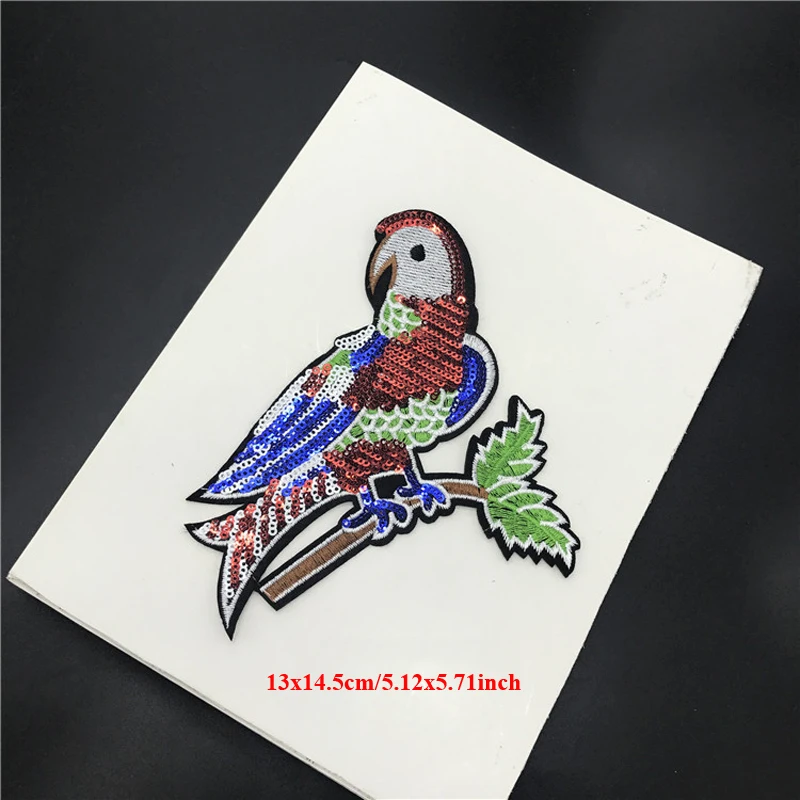 20 шт Железный На блёстках стикер попугай цветок лоскутное вышитые патч для