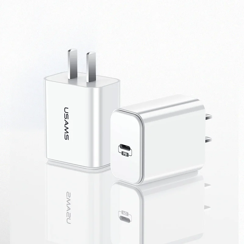 USAMS 18 Вт PD быстрое зарядное устройство USB зарядное устройство PD 3,0 usb type C адаптер для iPhone 8 X XS EU вилка Дорожное настенное зарядное устройство для мобильных телефонов - Тип штекера: US White
