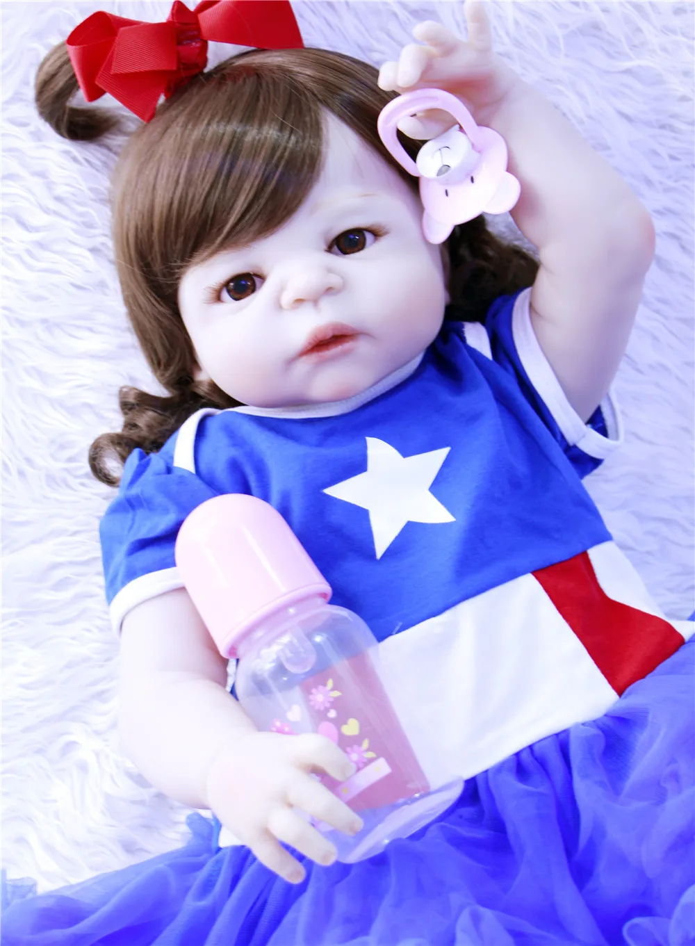55 см Силиконовая Одежда для новорожденных девочек голубое платье куклы Bonecas