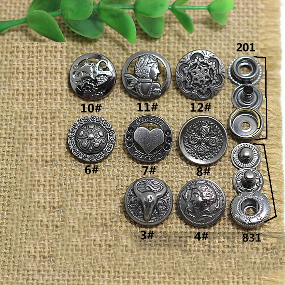 

50 компл./лот Модные DIY кожаный, с кнопкой Швейные металлические фурнитура Аксессуары