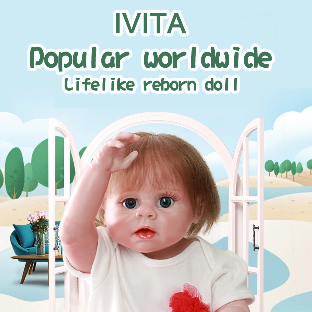 IVITA DS1812 полностью силиконовая кукла-Реборн, Реалистичная виниловая кукла для новорожденных принцесс с посаженными волосами, Игрушки для маленьких девочек для детей