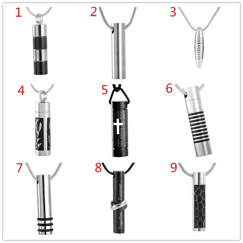 

Cool Men's Cylinder Pendant Cremation Urn Necklace Ashes Keepsake Memorial Jewelry+Fill Kit