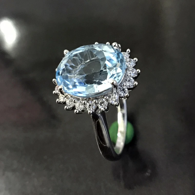 

QYI Luxury Natural Sky Blue Topaz Ring For Bridal Female 5.0 ct Oval Cut Genuine 925 Sterling Silver Gemstone Fine Jewelry