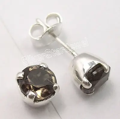 Smoky Quartz Серьги-гвоздики Chanti International! Серебряный с лунным камнем, перидот и другие камни вариации выбор - Окраска металла: Smoky Quartz