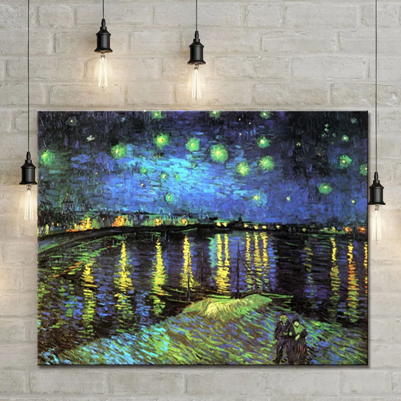 Картина на холсте с принтом Звездная ночь над Роном Ван Гога художественная