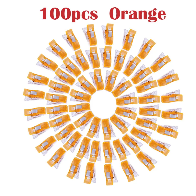 100pcs Orange LMDZ 100 шт многоцветные пластиковые зажимы для шитья, универсальные зажимы для шитья, вязаная подвеска - Цвет: 100pcs Orange