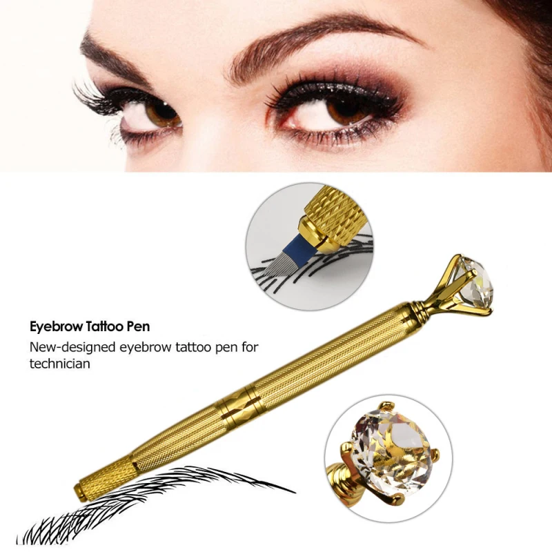3D бровь Вышивание Татуировка ручка-держатель игл Microblading татуировка бровей и губ ручка с кристаллами алмаз Перманентная Татуировка аксессуары