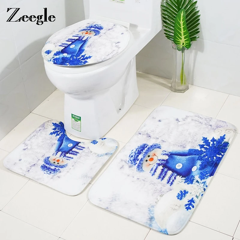 

Zeegle Christmas Printed Bathroom Mat Toilet Carpet Bath Mat Absorbent Bath Rugs Bathroom Carpet Bathroom Rug Shower Mats