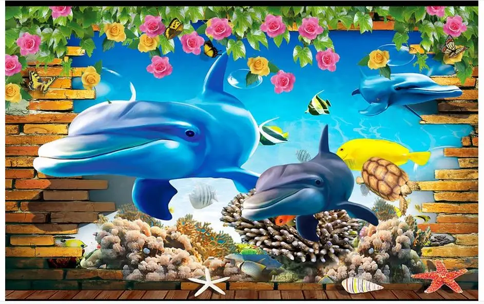 Высокая-конец пользовательские 3d обои фрески HD Акула Sea World фон настенная
