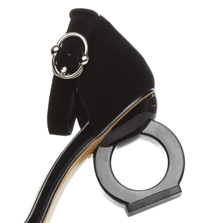 Женские босоножки PXELENA на необычном высоком каблуке замшевые модельные туфли из