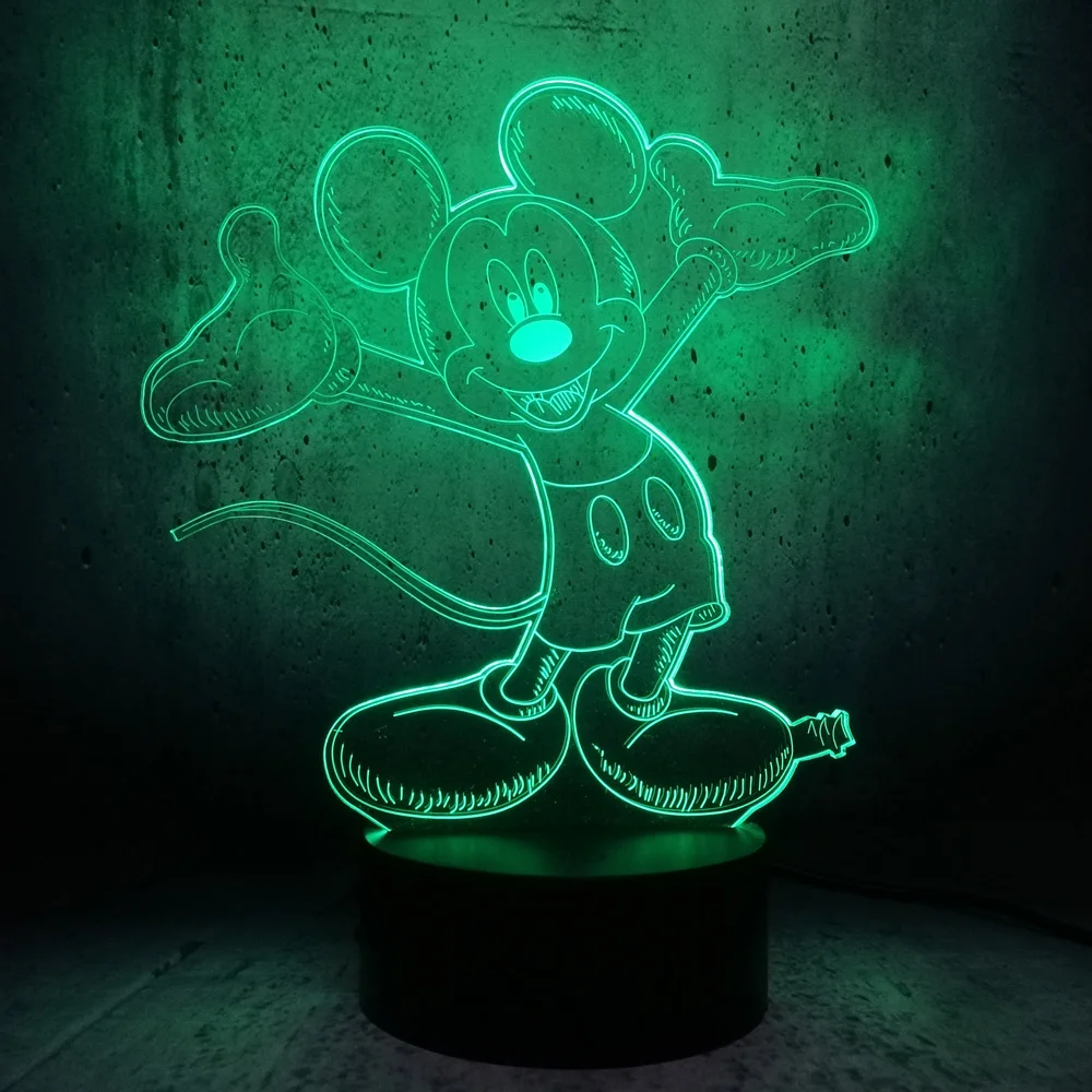 3D LED Микки волна руки улыбка лицо USB ночник Рождественский подарок стол