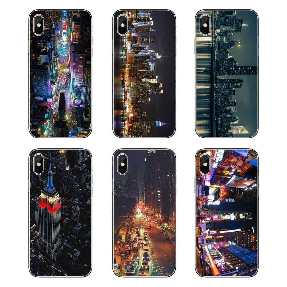 Мягкий прозрачный чехол Манхэттен Нью-Йорк City NIGHT USA для iPod Touch iPhone 4 4S 5 5S 5C SE 6 S 7 8 X XR