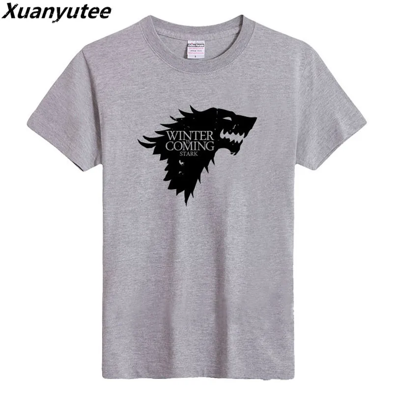 XuanYutee Winter Is Coming Stark T shirt Men Tee Shirt Homme 3XL EU O-neck Short Sleeve GOT Fans Summer Cotton Print | Мужская одежда